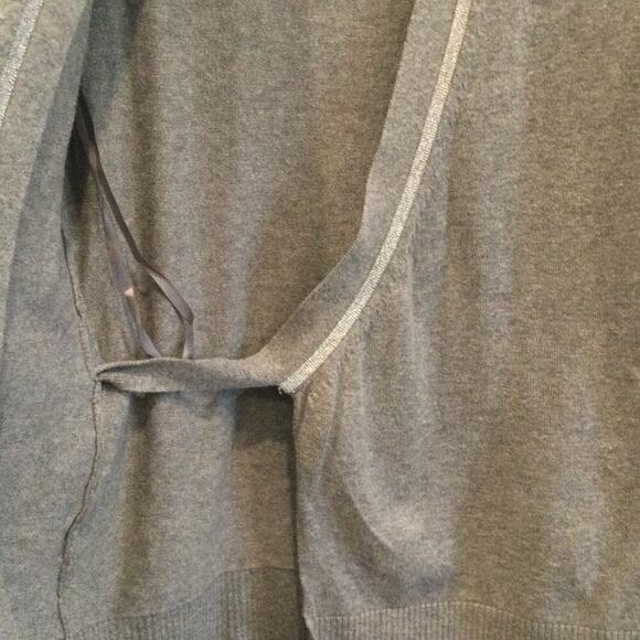 Banana Republic Womens Belted Cardigan Size XS Cotton Grey Coquette Y2K Classic - Picture 6 of 8